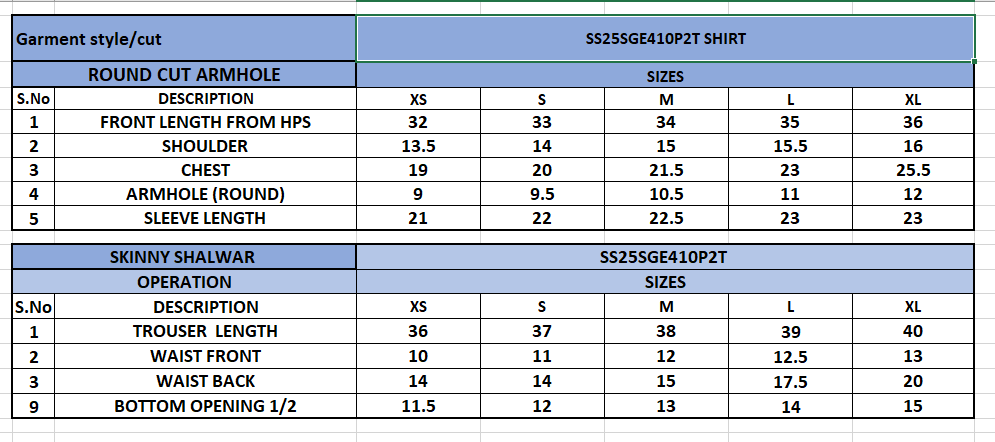Size Chart