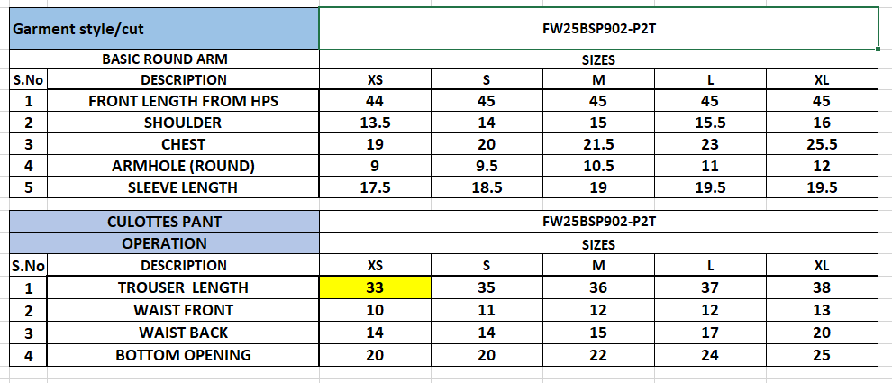 Size Chart