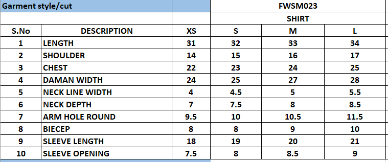 Size Chart