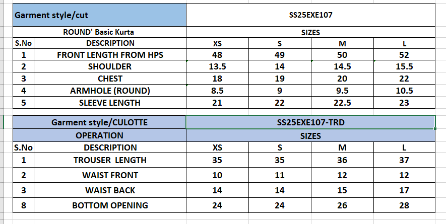 Size Chart