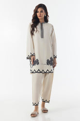 Stitched Beige Boxy Embroidered Shirt