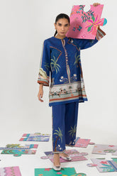 Stitched Printed Khaddar Shirt + Culotte
