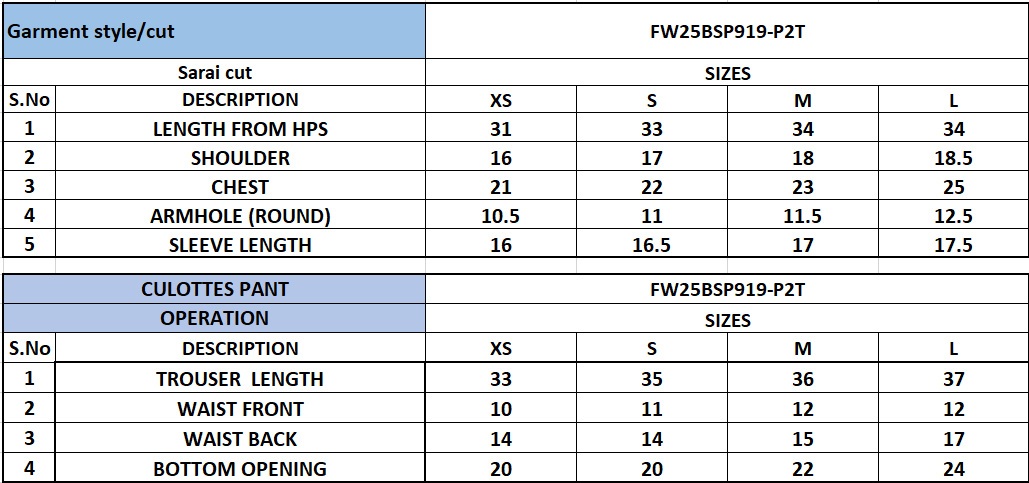 Size Chart