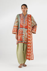 Stitched Printed Linen Suit