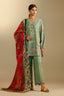 Unstitched Embroidered 3 Piece Muzlin Suit