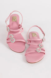 Baby Pink Crystal Strap Flats