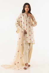 Stitched Embroidered Lawn Shirt + Shalwar + Dupatta