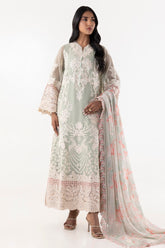 Stitched Embroidered Cotton Shirt + Shalwar + Dupatta