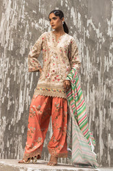Stitched Luxury Embroidered Short Shirt + Shalwar + Dupatta