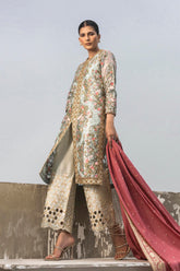 Stitched Luxury Embroidered Front Open Shirt + Bottom + Dupatta