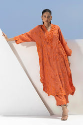 Stitched Formal Embroidered Rust Shirt + Bottom