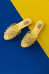 Kids Yellow Embellished Flats