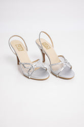 Silver Rhinestone Slingback Heels