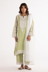 Stitched Cotton Embroidered Suit