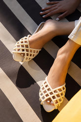 White Pearl Weave Slides