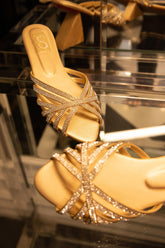 Gold Diamante Flats
