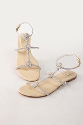 Yellow Crystal Strappy Flats