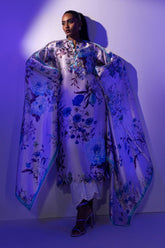 Stitched Floral Satin Printed Shirt