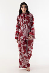 Stitched Red Printed Cord Set