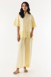 Stitched Solid Schiffli Co-ord Set