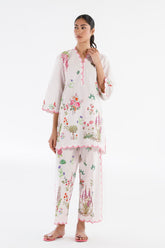 Stitched Printed Slub Shirt + Culotte