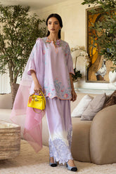 Stitched Embroidered Raw Silk Shirt+ Shalwar
