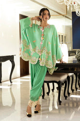 Stitched Embroidered Raw Silk Shirt+ Shalwar