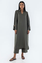 Stitched Olive Printed Shirt + Culotte