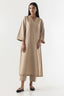 Stitched Beige Basic Printed Shirt+Culotte