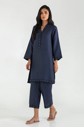 Stitched Dark Blue Embroidered Shirt
