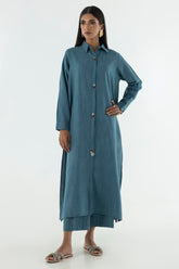 Stitched Sea Green Printed Shirt + Culotte