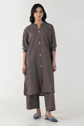 Stitched Brown Embroidered Shirt + Culotte