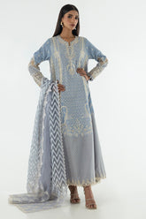 Stitched Blue Embroidered Shirt+Trouser+Dupatta