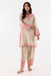 Stitched Beige Embroidered Shirt