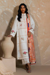 Stitched Off White Embroidered Shirt + Culotte