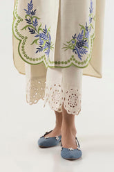 Stitched Beige Embriodered Culotte