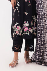 Stitched Black Embroidered Culotte