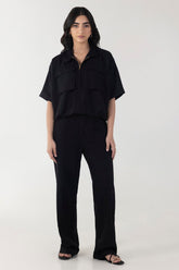 Stitched Black Printed Shirt