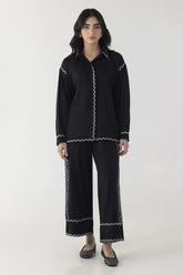 Stitched Black Printed Co-ord