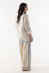 Stitched Cream Printed Co-ord