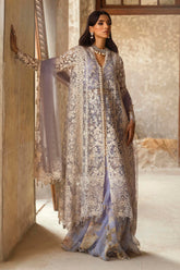 Stitched Lilac Embroidered Shirt + Gharara + Dupatta