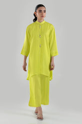 Stitched Neon Green Printed Shirt