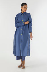 Stitched Dark Blue Printed Shirt + Culotte