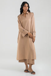 Stitched Light Brown Printed Shirt