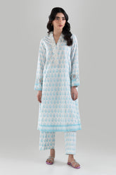 Stitched Sky Blue Embroidered Shirt + Culotte