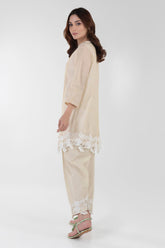 Stitched Basic Beige Printed Shirt