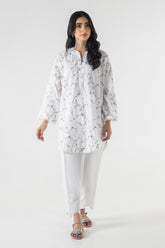 Stitched Off White Embroidered Shirt