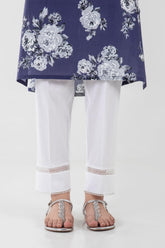 Stitched White Straight Pant