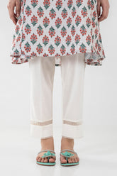 Stitched White Straight Pant