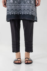 Stitched Black Straight Trouser